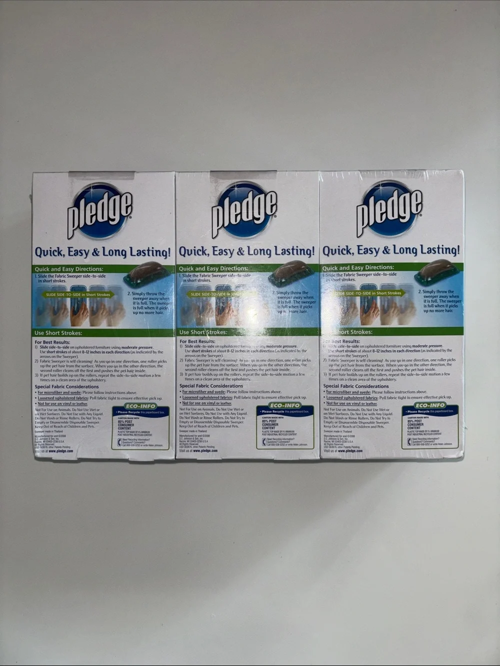 Pledge Fabric Sweeper for Pet Hair – 3 pack. Discontinued